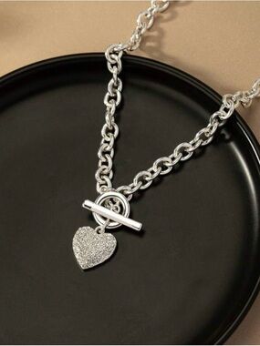 Silver Heart Toggle Necklace - Women's Jewelry